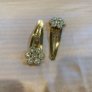Gold diamanté floral barrettes [pack of two]